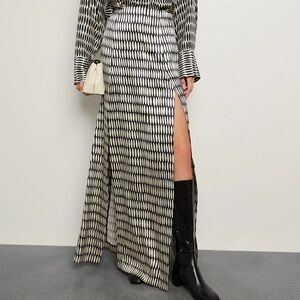 HEIRLOME women's florence printed polka silk maxi skirt black & white size 4